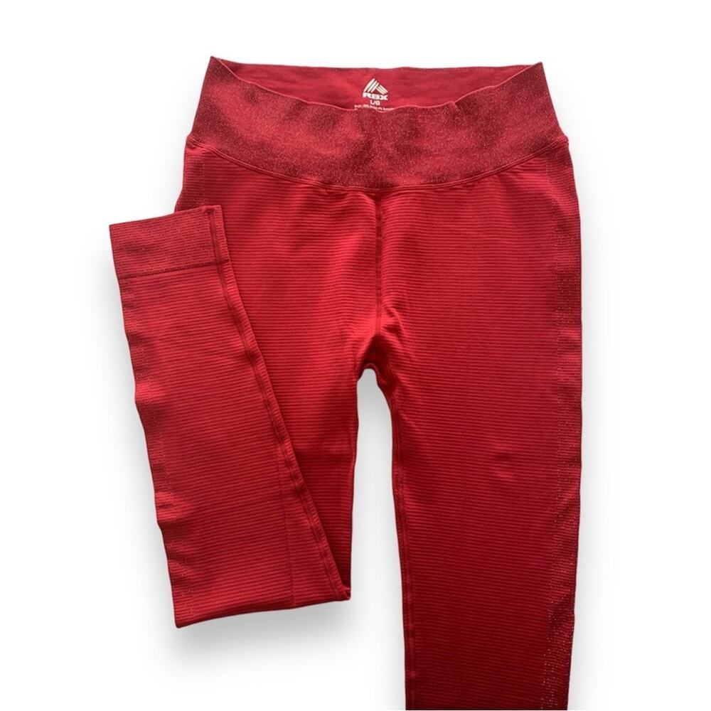 RBX Athleisure Scarlet Silver Lurex Shimmer High Waist Seamless Leggings Large